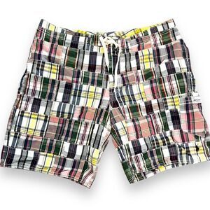 Polo Ralph Lauren Madras Plaid Shorts Cotton Nylon Blend Casual Preppy Size 36